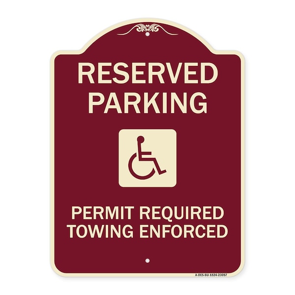 Signmission Reserved Parking Permit Required Towing Enforced Heavy-Gauge Aluminum Sign, 24" x 18", BU-1824-23057 A-DES-BU-1824-23057 - main